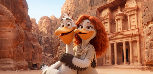 pelikan a pelikanka v jordansku